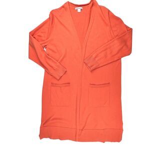 Amazon Essentials Cardigan XL Orange Draped Open Front Pockets Casual Knit Top